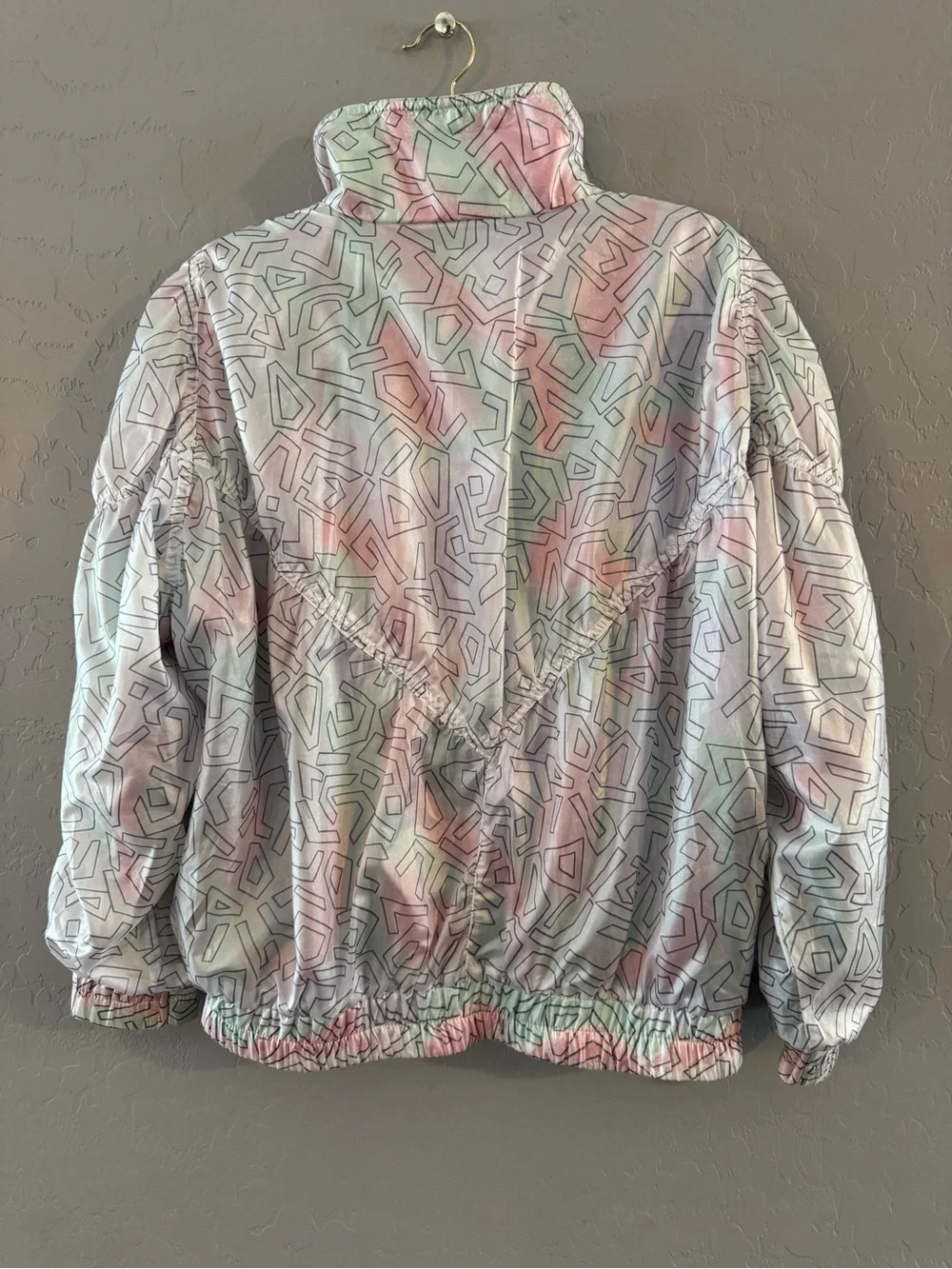 Vintage 90s Adidas Trefoil M Track Jacket Pastel Geometric Full Zip Windbr